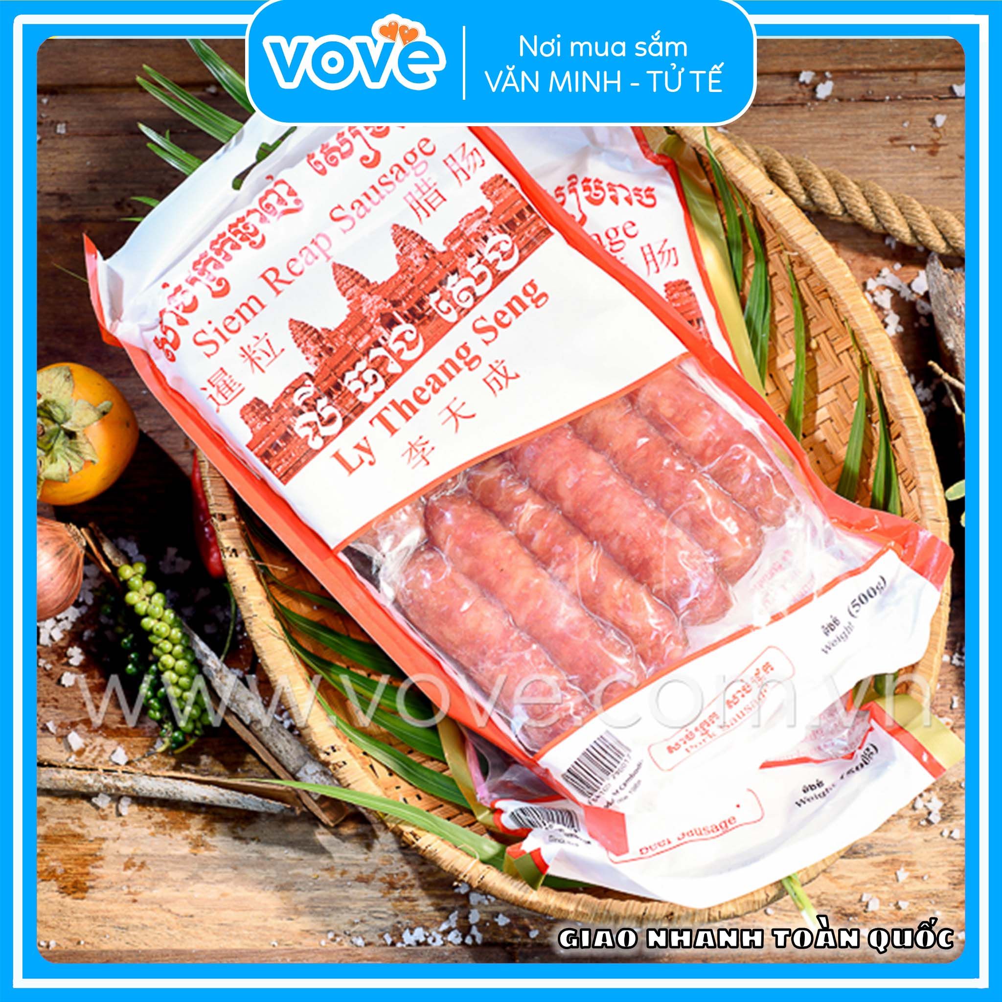  Lạp Xưởng Heo Siêm Riệp hiệu Ly Theang Seng 500gr 