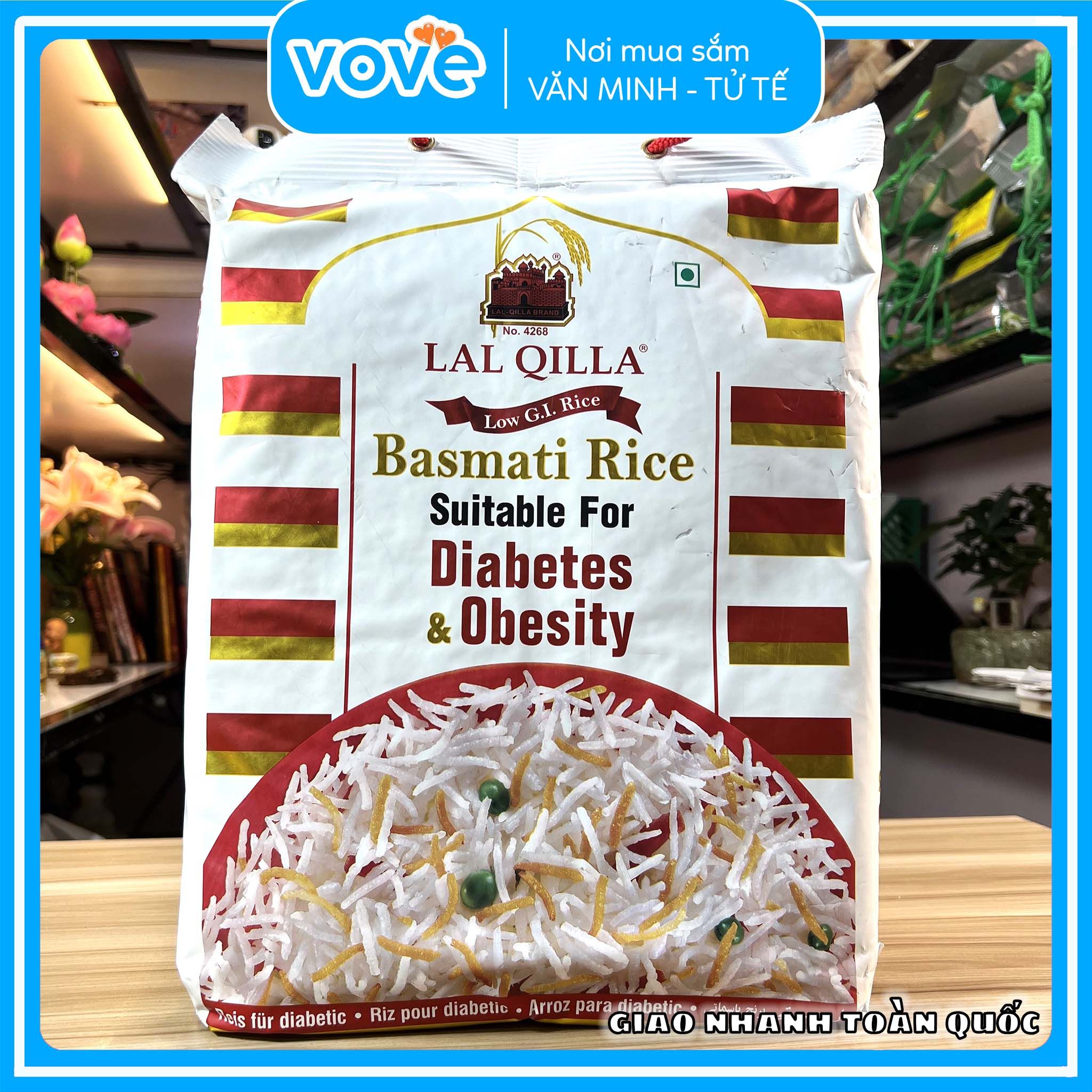  Gạo tiểu đường Ấn Độ Lal Qilla Low GI Basmati Rice for Diabetes & Obesity, 5kg 