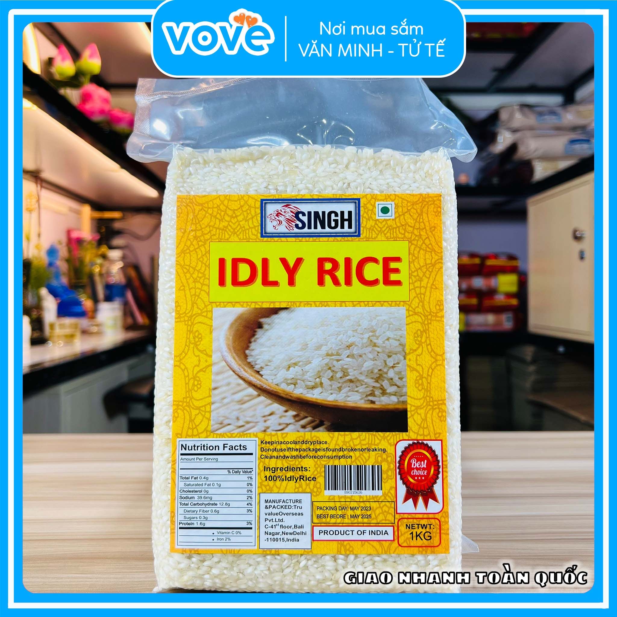  Gạo hạt ngắn, tròn Ấn Độ SINGH Idli Rice/ Idly Rice, 1 kg 
