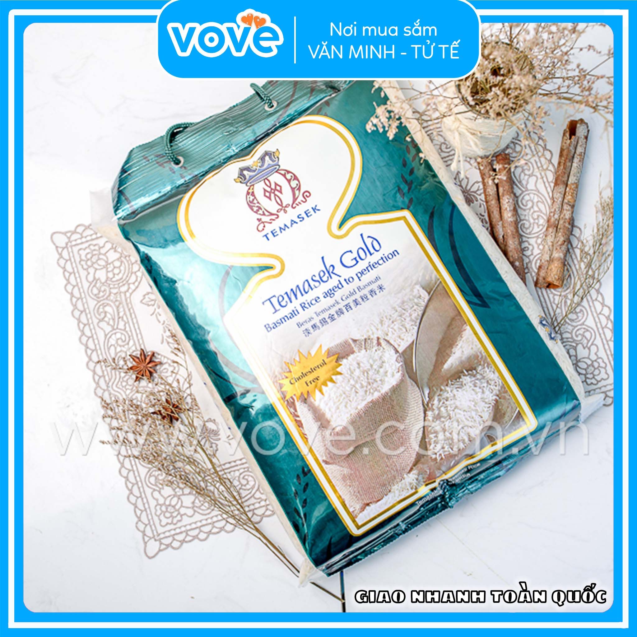  Gạo chuyên đặc biệt cho người tiều đường Ấn Độ TEMASEK Low GI Basmati Rice Gold, 1kg 