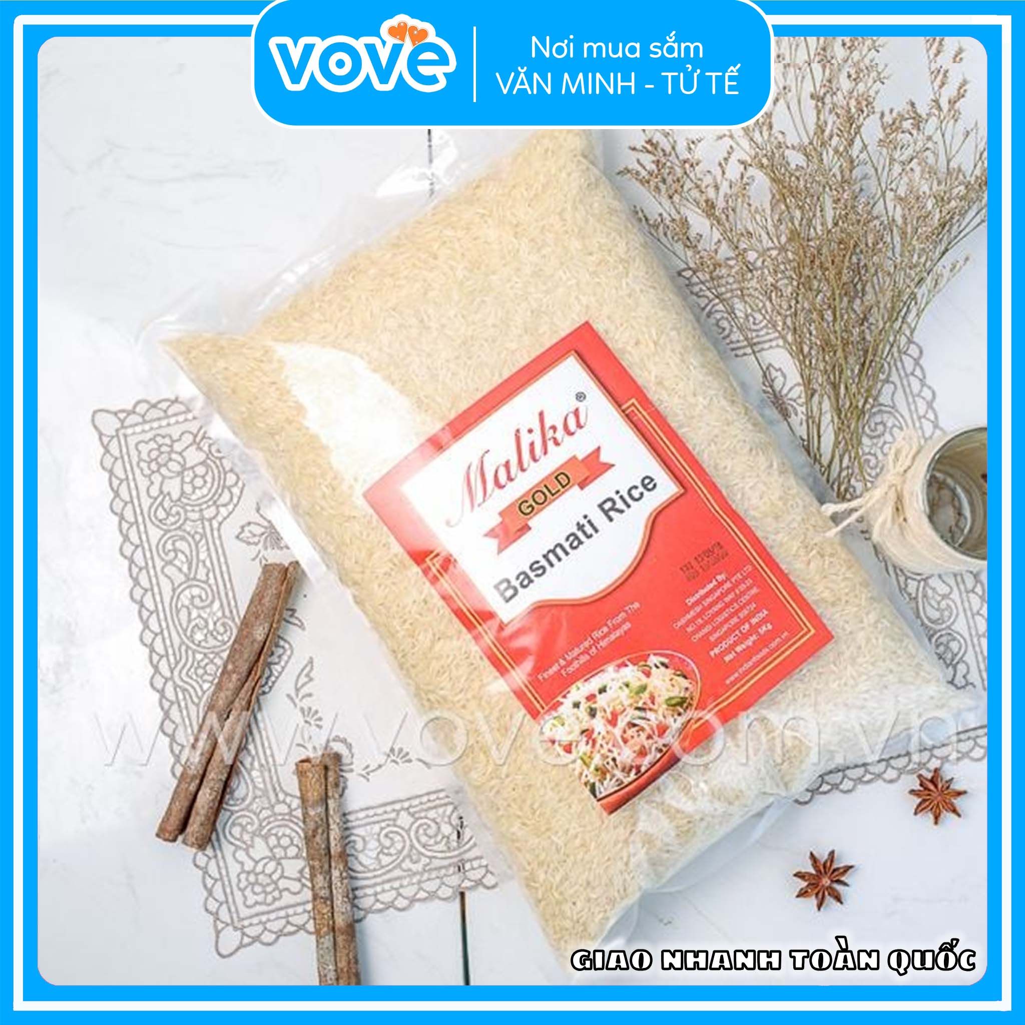  Gạo hạt dài Ấn Độ MALIKA Basmati Rice, phù hợp người tiểu đường, ăn kiêng, 1kg 