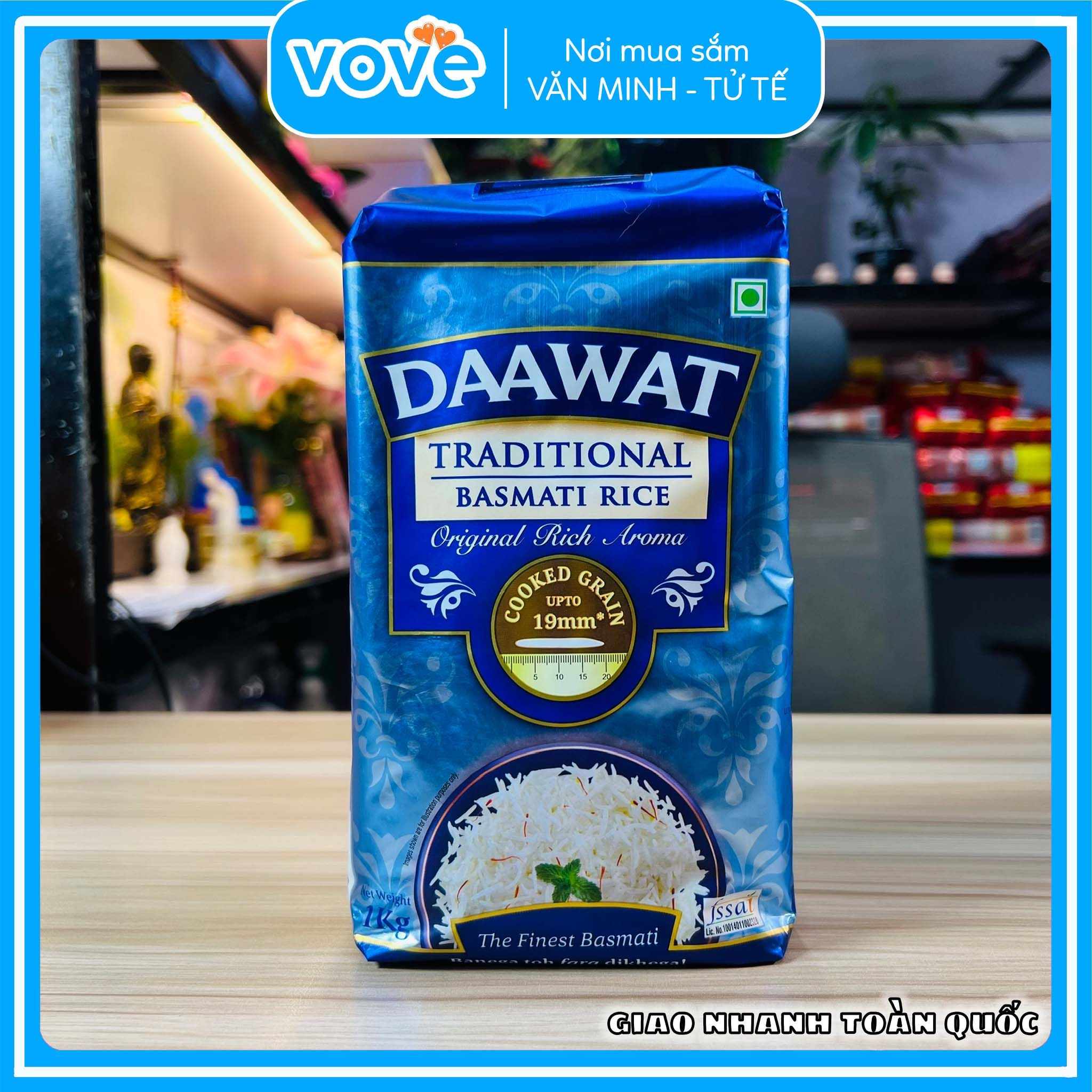  Gạo hạt dài Ấn Độ truyền thống DAAWAT Traditional Basmati Rice, phù hợp người tiểu đường, ăn kiêng, 1kg 