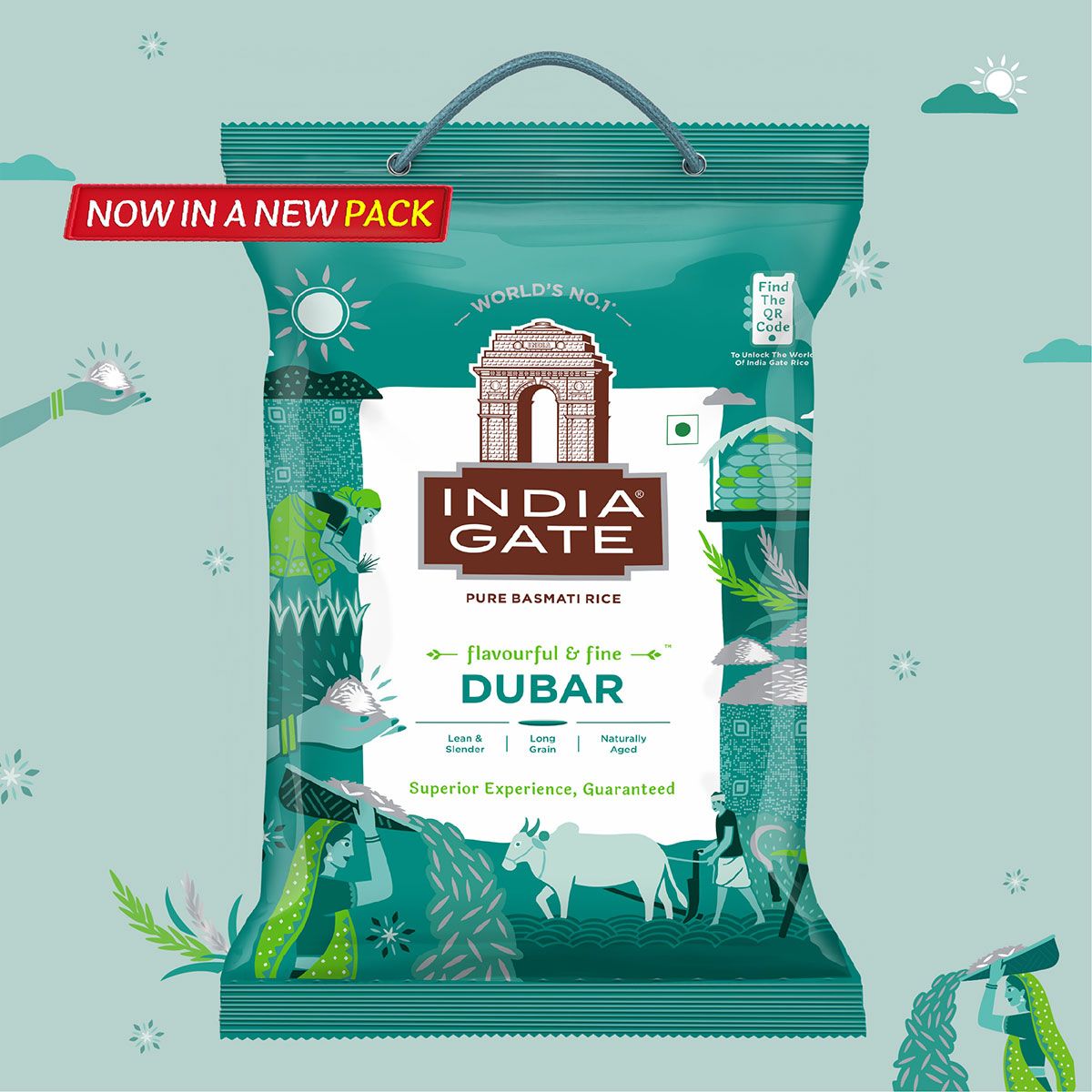  Gạo hạt dài Ấn Độ INDIA GATE Dubar Basmati Rice, phù hợp người tiểu đường, giảm cân, 1kg 