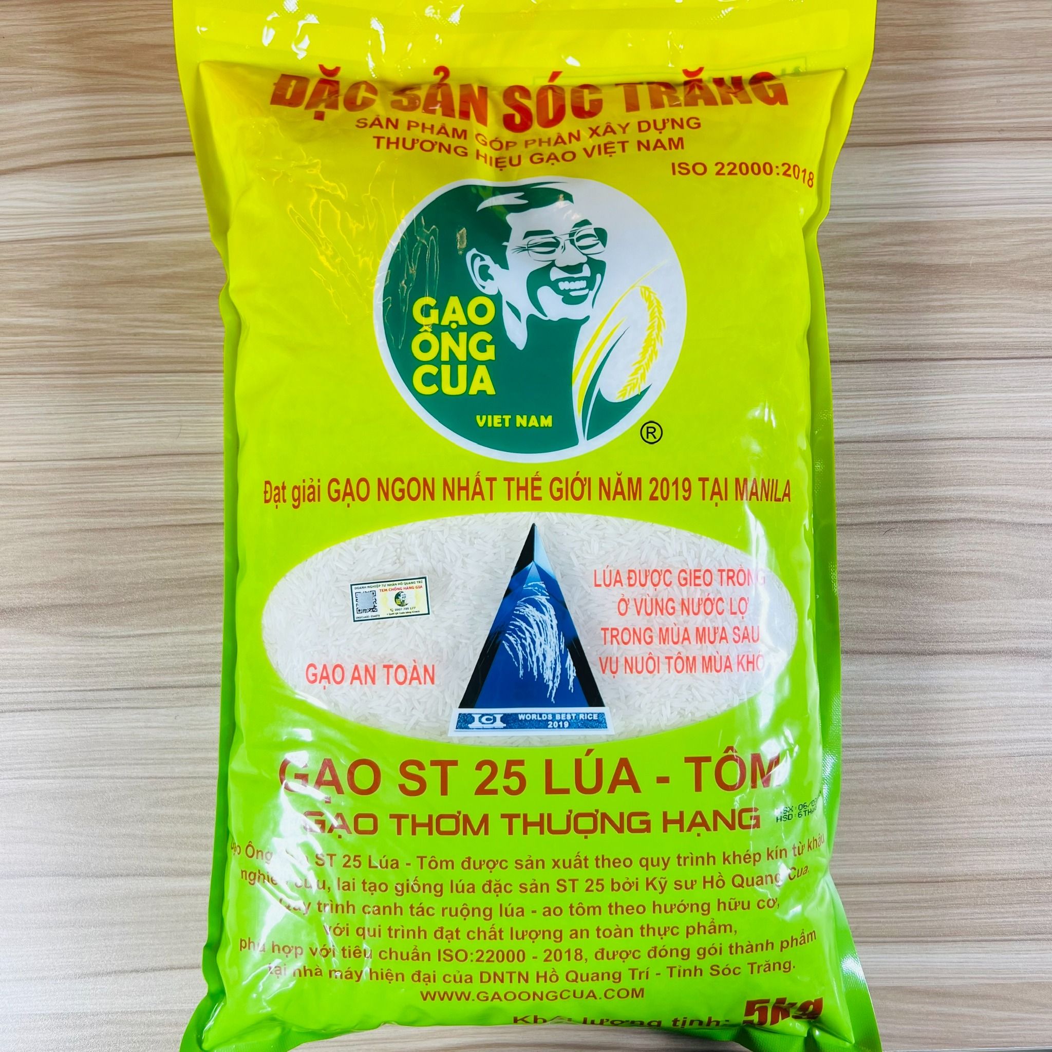  Gạo ST25 loại Lúa tôm Sóc Trăng, hiệu Ông Cua THẬT 100%, Ngon Nhất Thế Giới 2019, 2023, 5 kg 
