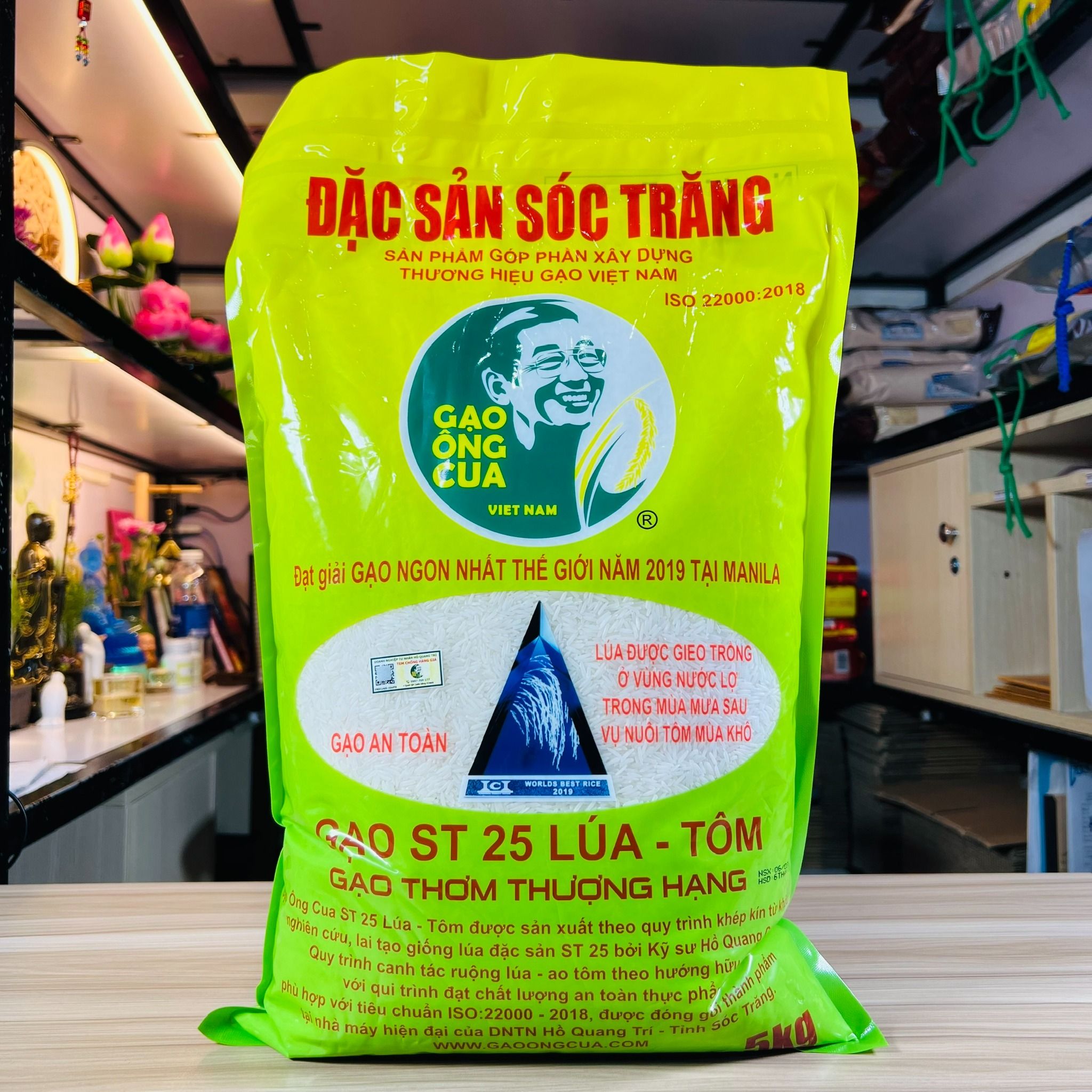  Gạo ST25 loại Lúa tôm Sóc Trăng, hiệu Ông Cua THẬT 100%, Ngon Nhất Thế Giới 2019, 2023, 5 kg 