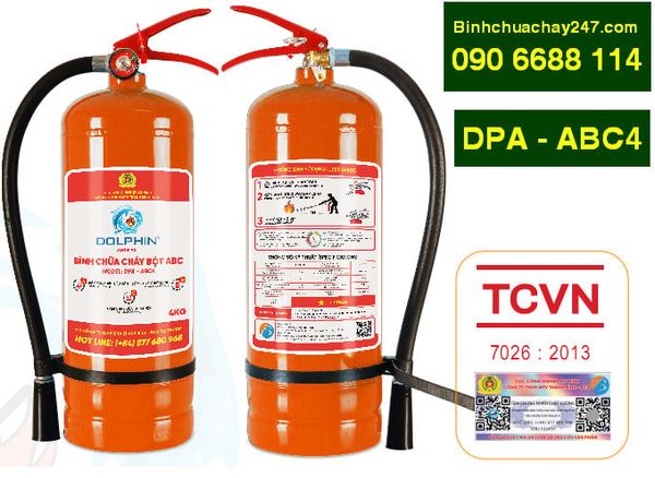  Bình chữa cháy bột ABC Dolphin DPA-ABC4 có tem kiểm định 