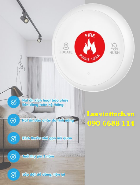  Nút ấn khẩn cấp tròn báo cháy không dây SafeFire HM2EB-W 