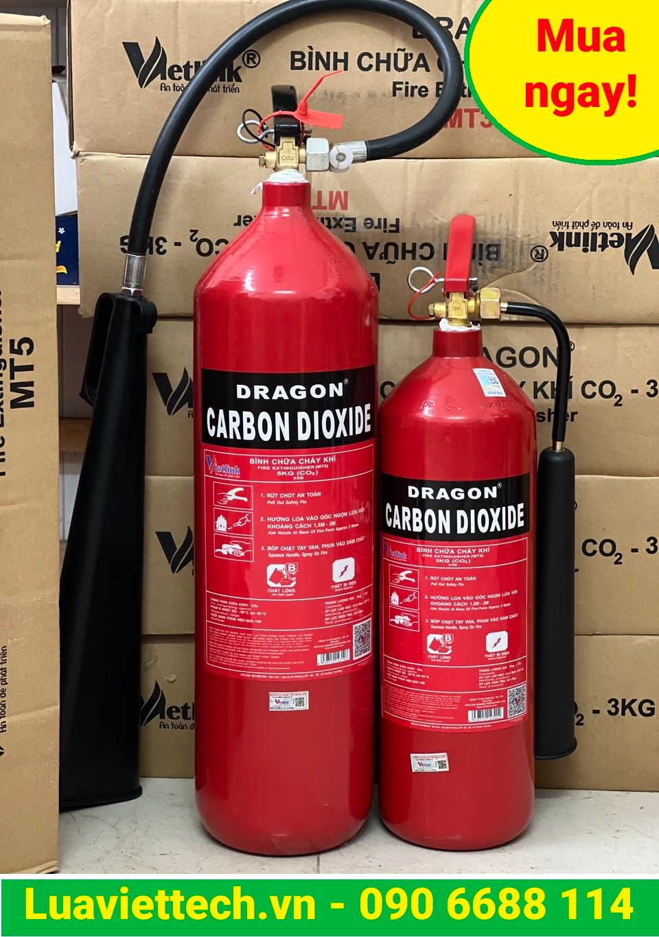  Bình chữa cháy khí CO2 3kg, hiệu Dragon/Việt Nam 