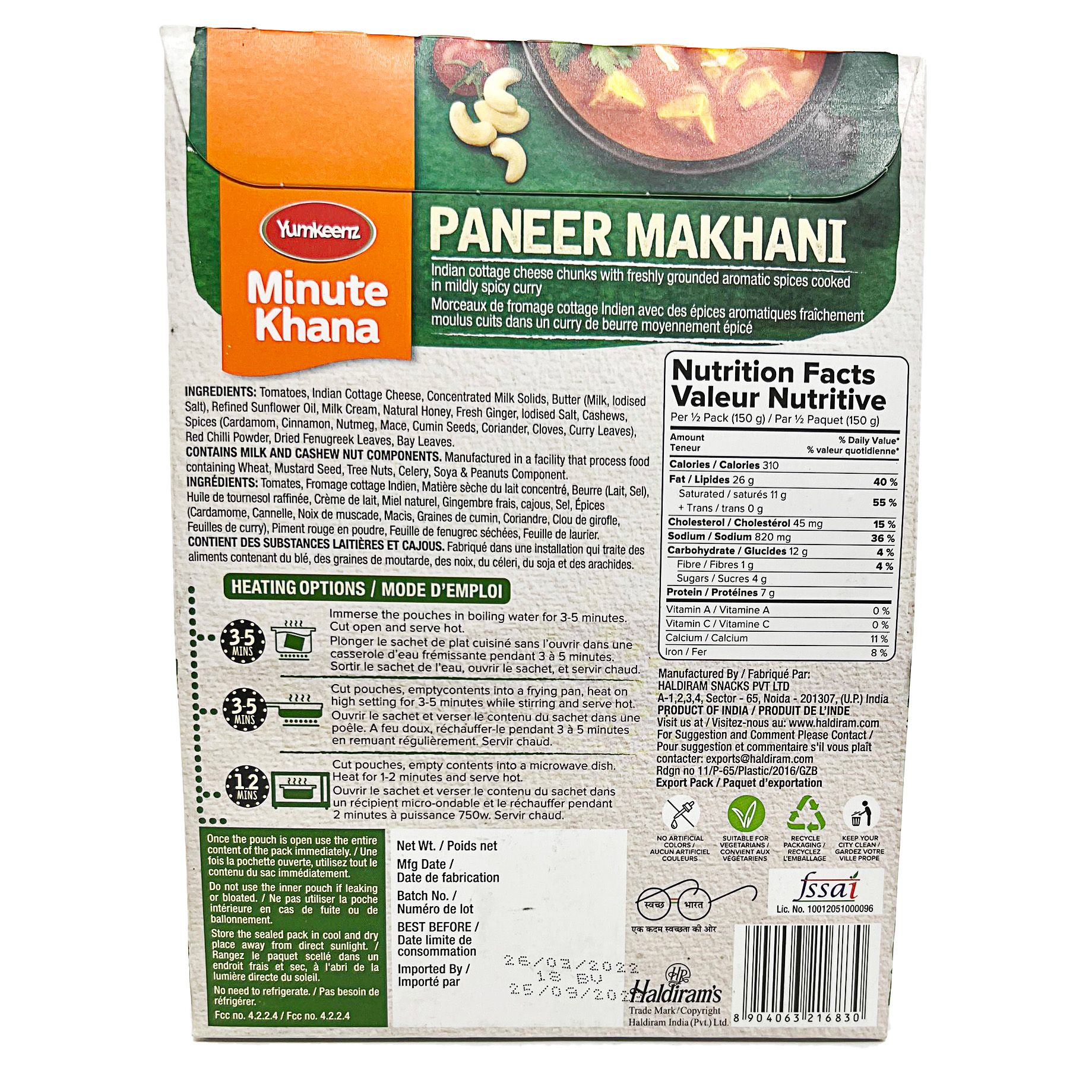 sup pho mai hat dieu an lien an do yumkeenz paneer makhani 300gr