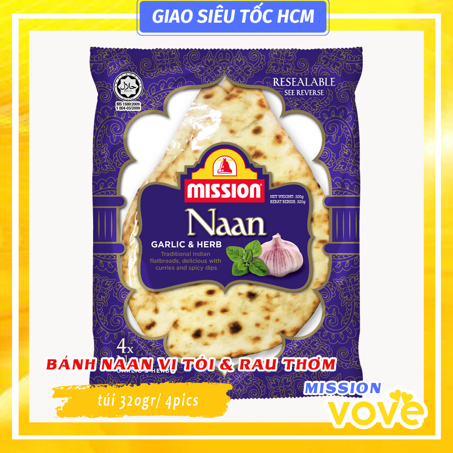 banh naan an do vi toi rau thom mission naan garlic herb 4pics 320gr goi