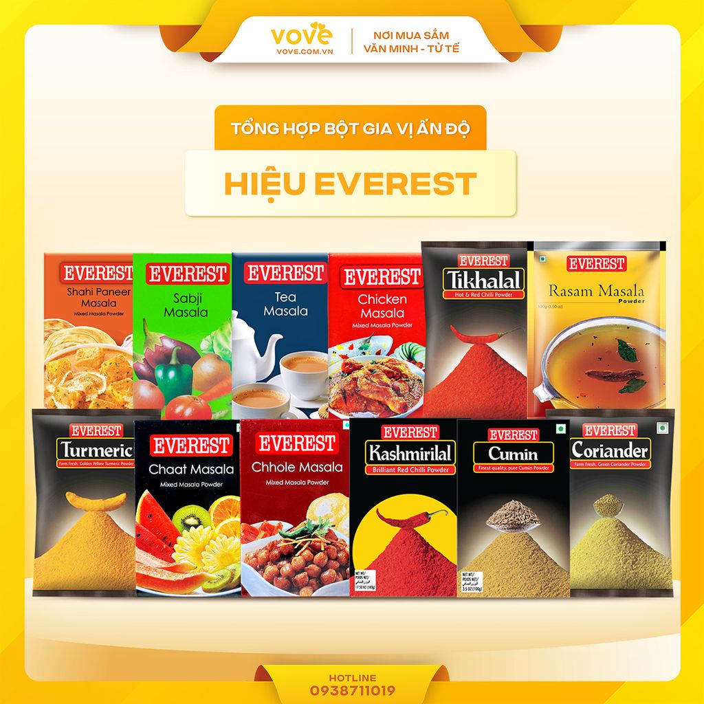 Tổng hợp Bột gia vị hỗn hợp Ấn Độ hiệu EVEREST