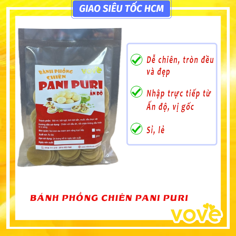 banh phong chien an do pani puri golgappa phuchka 100g