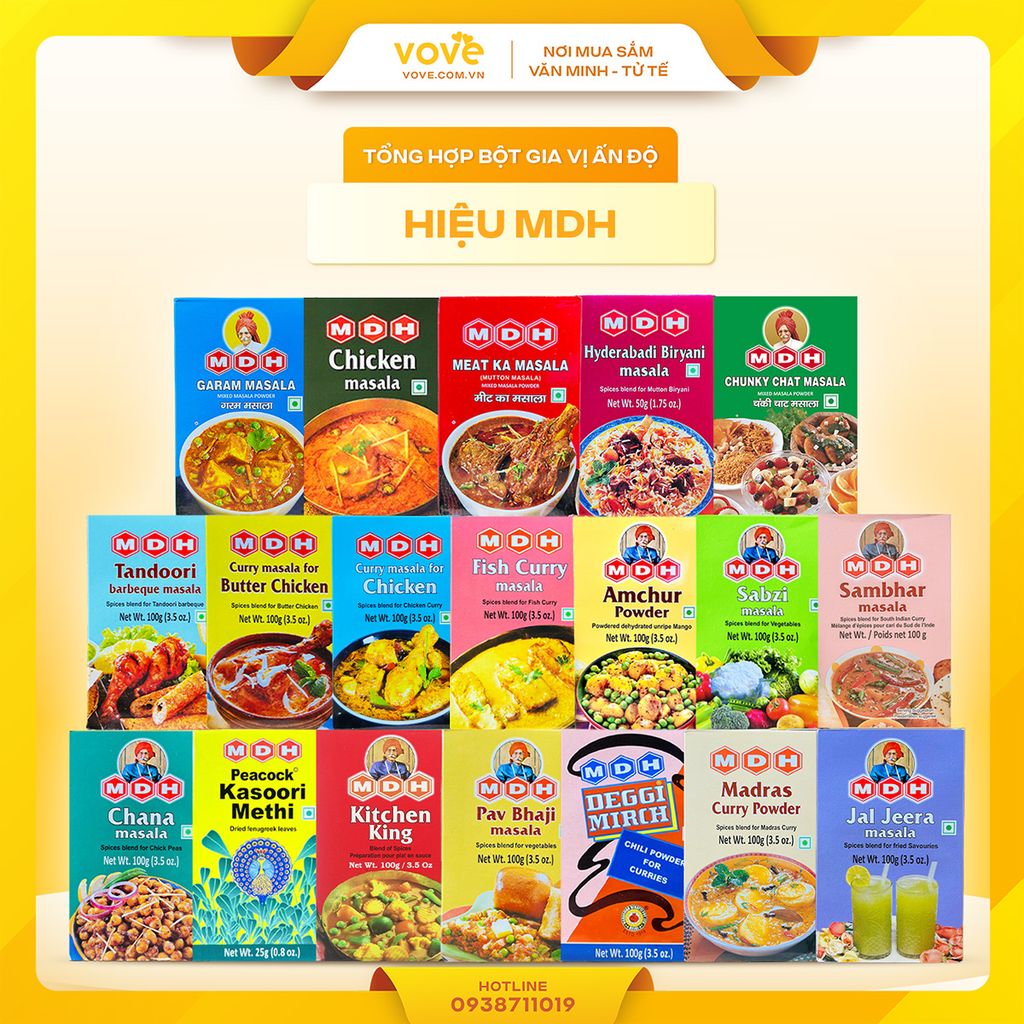 Tổng hợp Bột gia vị hỗn hợp Ấn Độ hiệu MDH