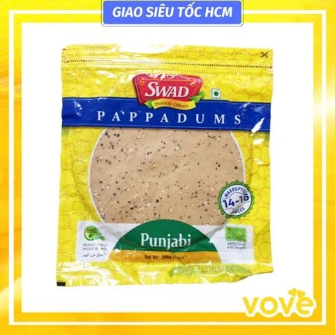 banh trang papad swad papadums udad plain 14 16 pieces khong gia vi 200gr goi