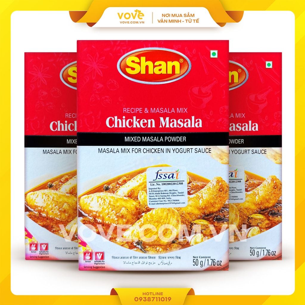 Bột gia vị ướp gà Ân Độ SHAN Chicken Masala 50gr