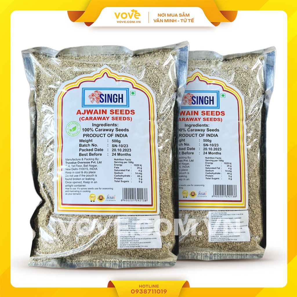 Hạt Carom/ Ajwain Ấn Độ Ajwain/Caraway Seed 500gr
