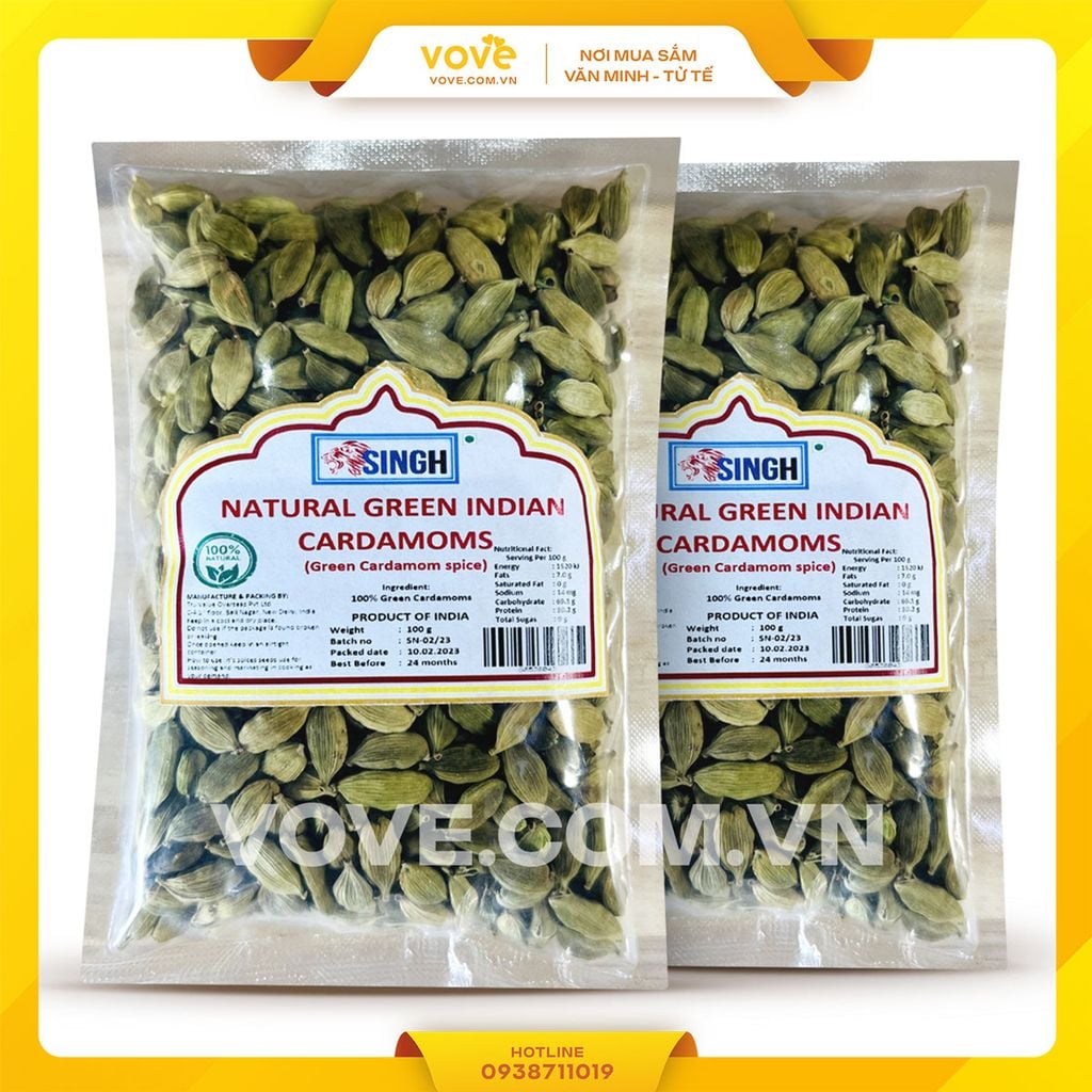 Thảo quả xanh/ Hạt bạch đậu khấu Ấn Độ Green Cardamom 100gr