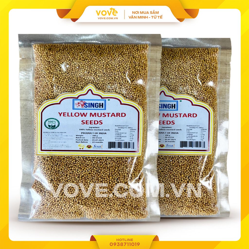 Hạt mù tạt vàng Ấn Độ Yellow mustart seeds 100gr
