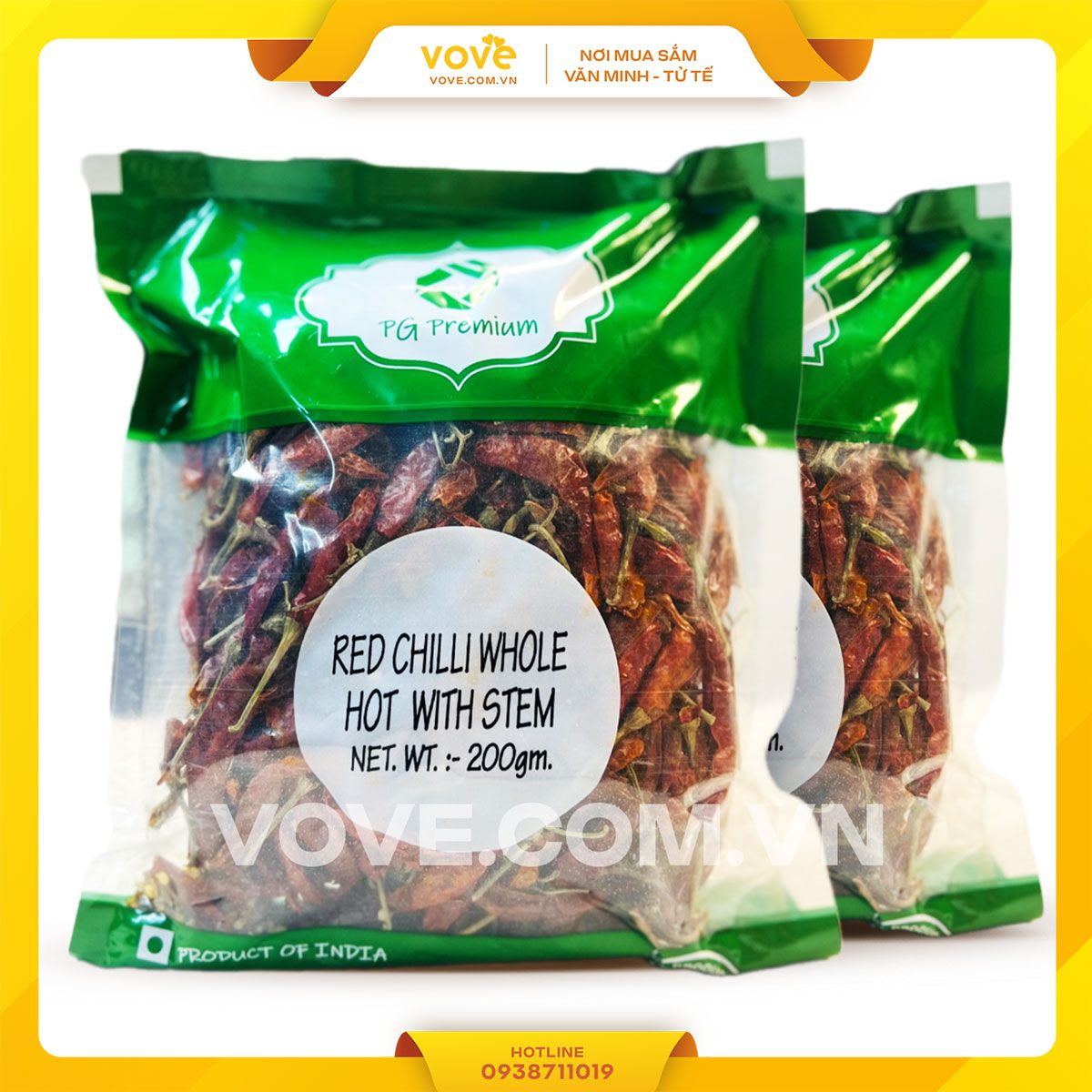 ot kho nguyen trai an do pg red chilli whole hot with stem 200gr