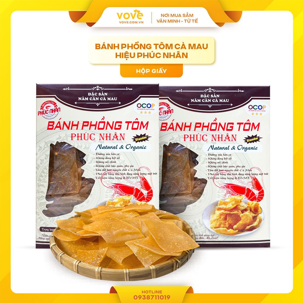 Bánh Phồng Tôm Cà Mau hiệu Phúc Nhân (hộp giấy), 500g