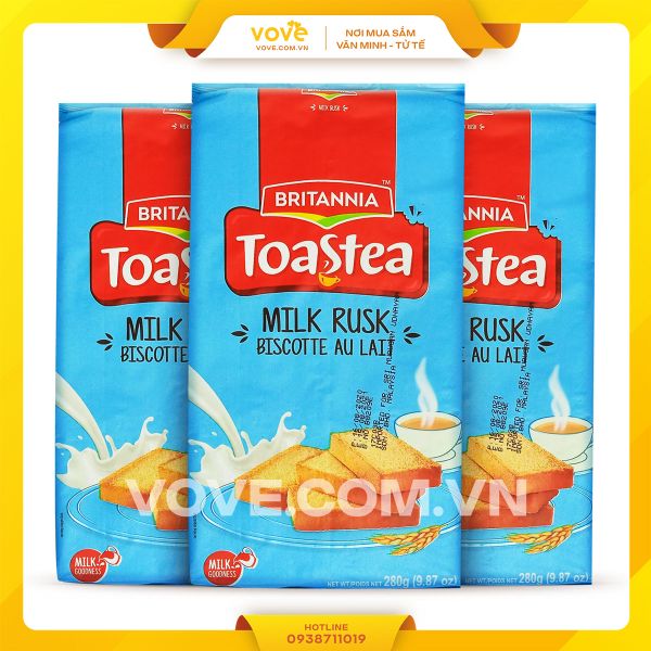 Bánh mỳ nướng Ấn Độ BRITANNIA Milk Rusk, 280gr