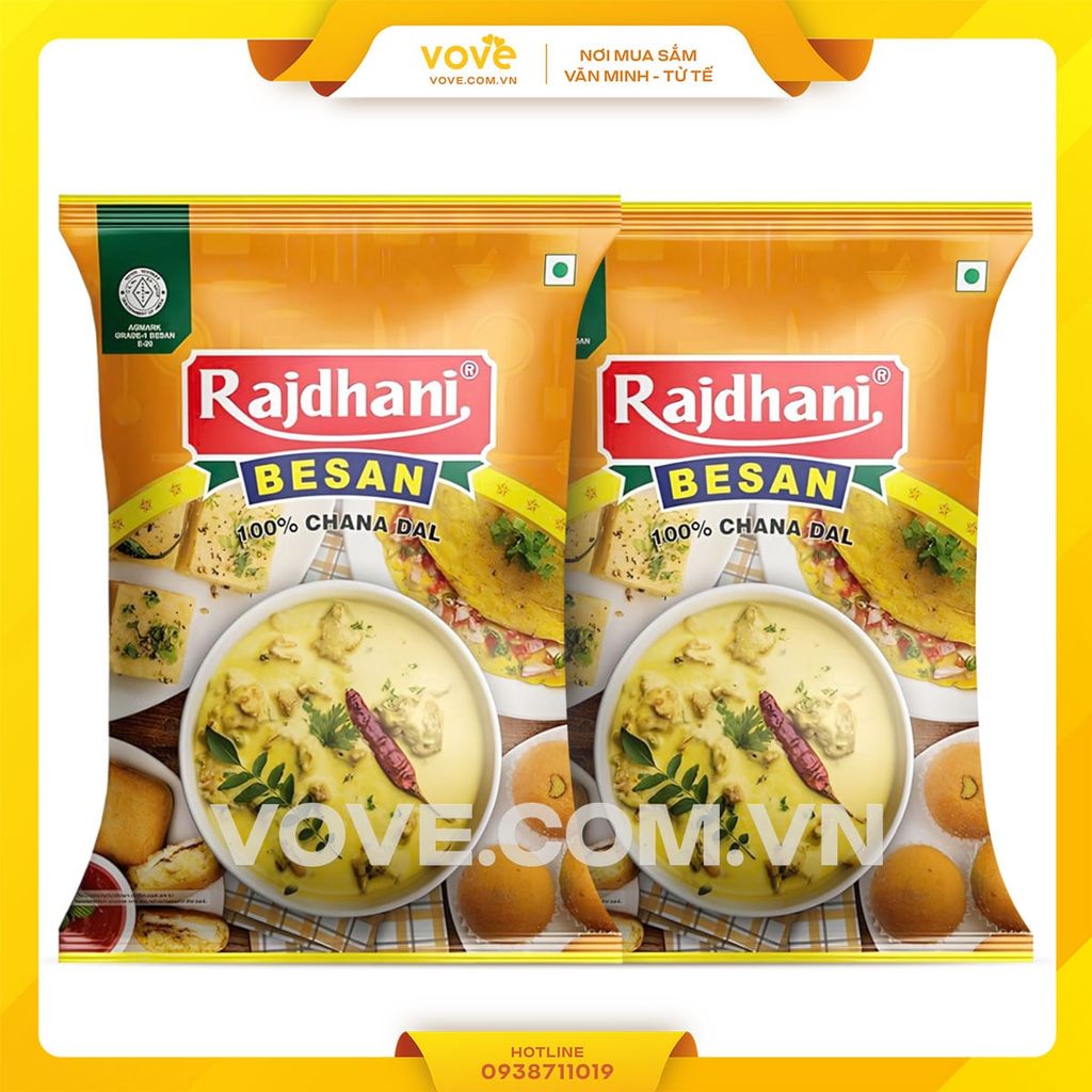 Bột đậu gà/ bột đậu lăng Ấn Độ loại 1 RAJDHANI Besan/ Gram Flour, Grade 1, 1 kg