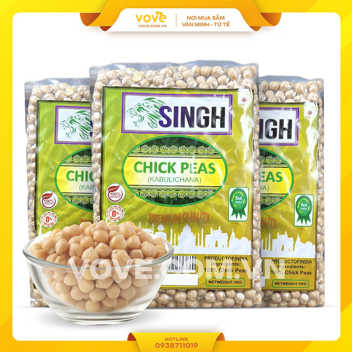 dau ga trang an do singh white chick peas kabuli chana garbanzo beans bengal gram 1kg