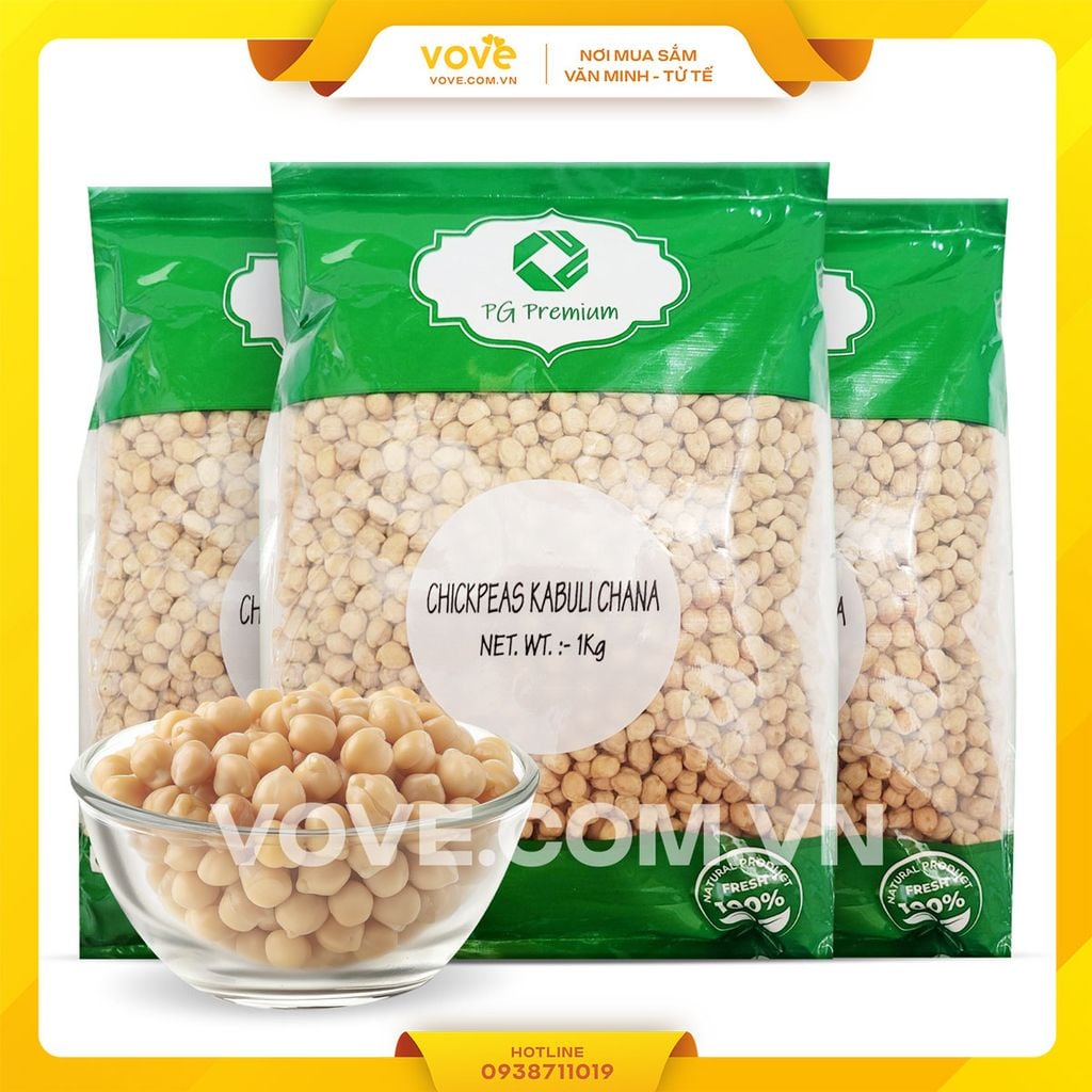 Đậu gà trắng Ân Độ PG / White Chick peas/ Kabuli chana/garbanzo beans/bengal gram 1kg