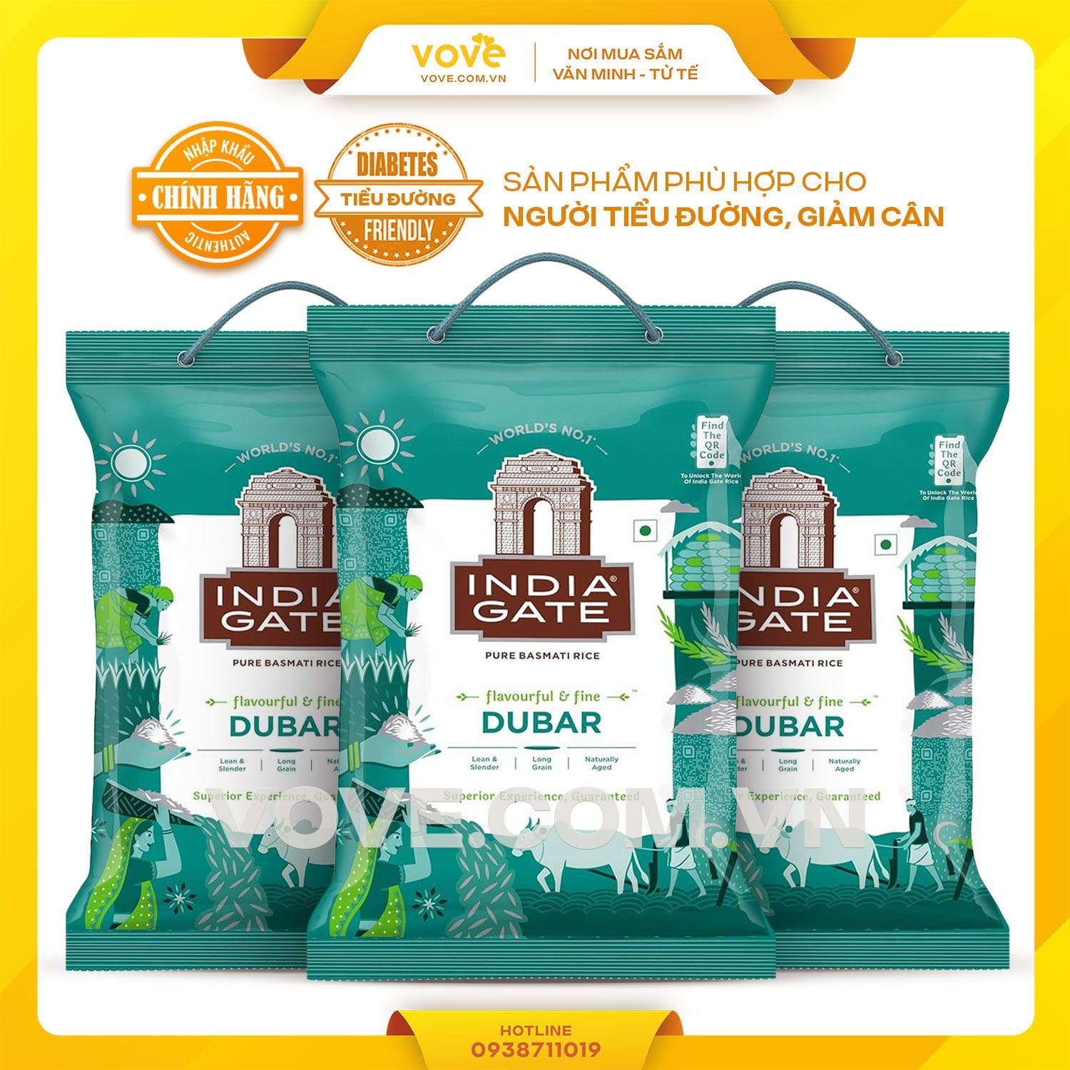 gao hat dai an do india gate dubar basmati rice phu hop nguoi tieu duong giam can 5kg