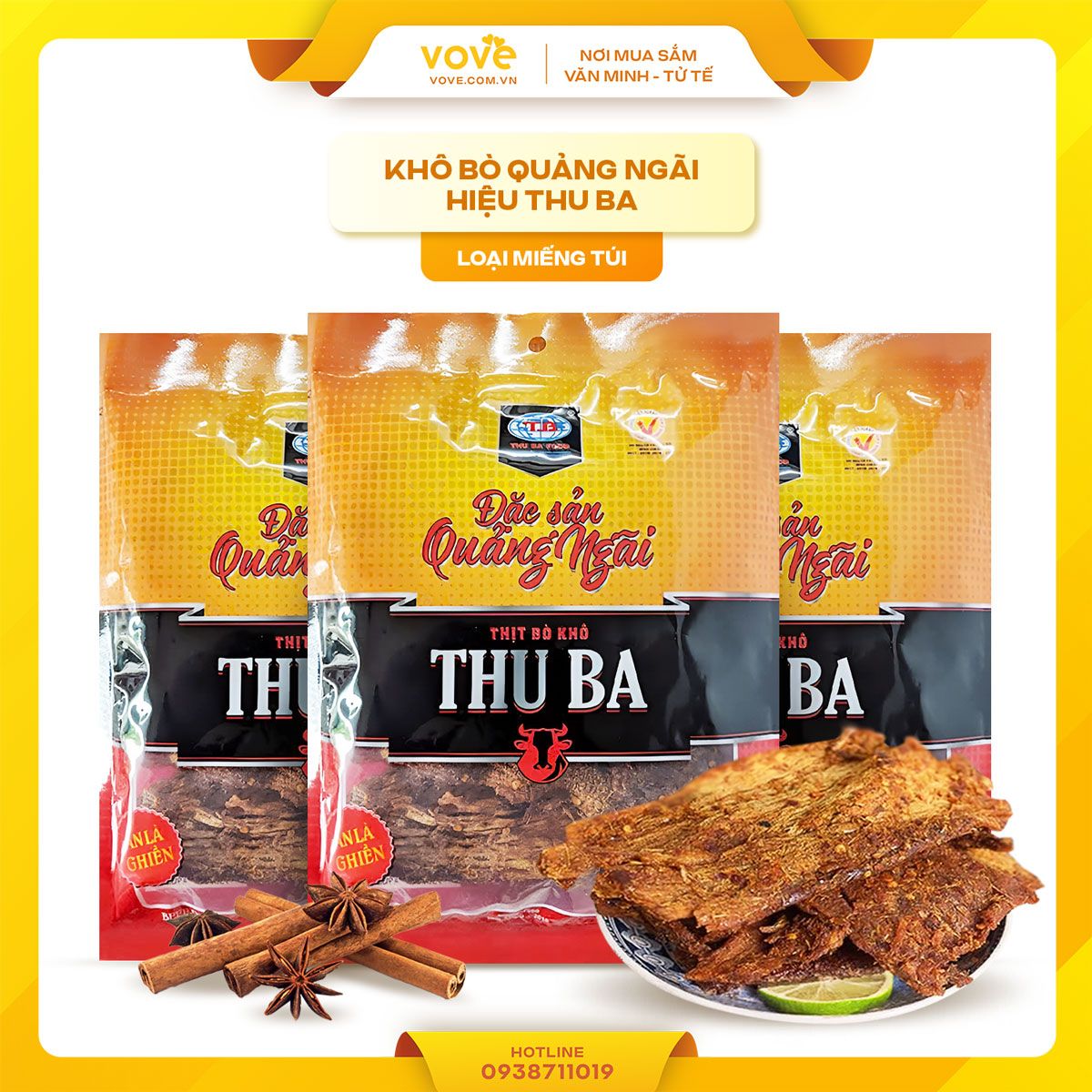 kho bo quang ngai hieu thu ba loai mieng tui 200gr