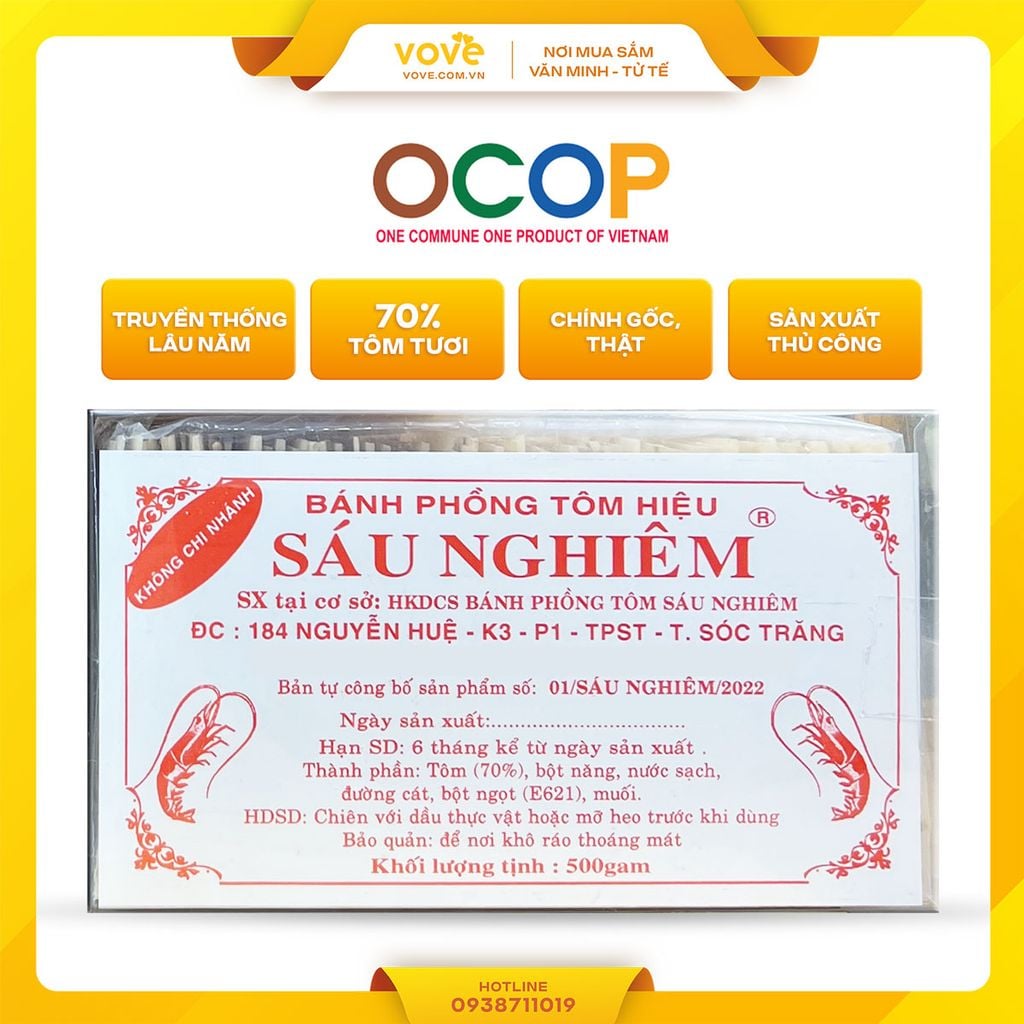 Bánh phồng tôm Sáu Nghiêm (Loại thượng hạng) 500gr