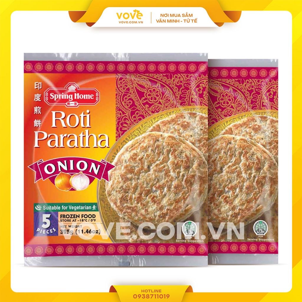 Bánh Paratha vị hành Spring Home Roti Paratha Onion 325gr (gói)
