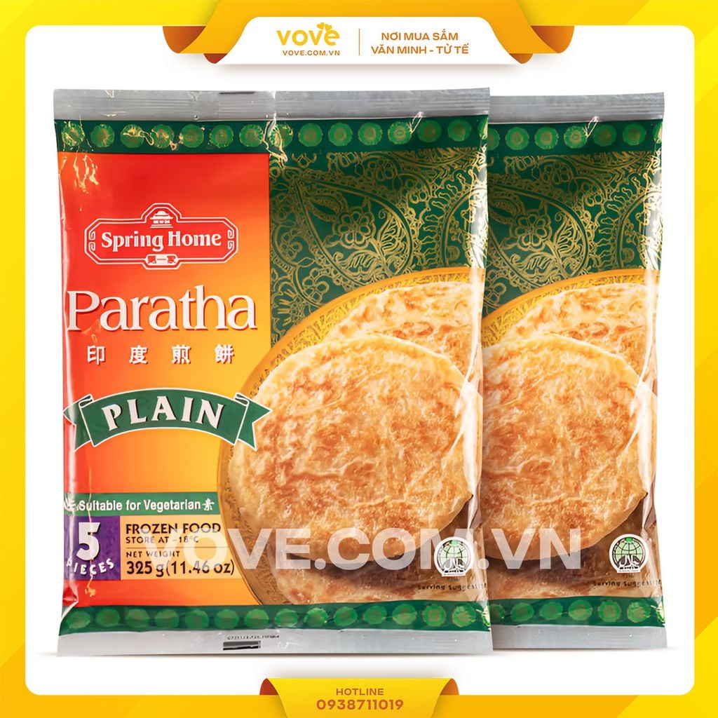 [Halal] Bánh Paratha vị truyền thống Spring Home Roti Paratha Plain 325gr (gói)