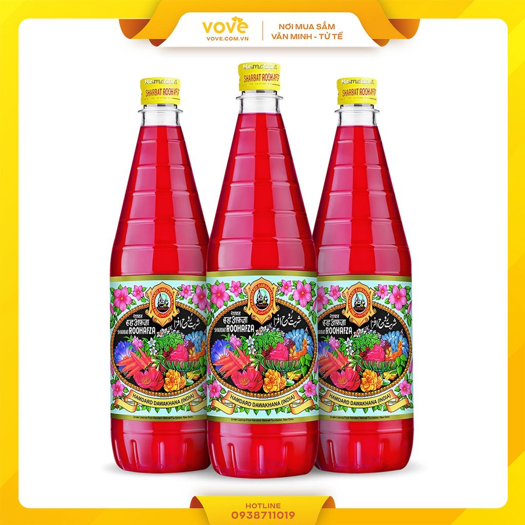 Si Rô Hoa Hồng Ấn Độ Hamdard Dawakhana/ Roohafza Rose Syrup, 750ml