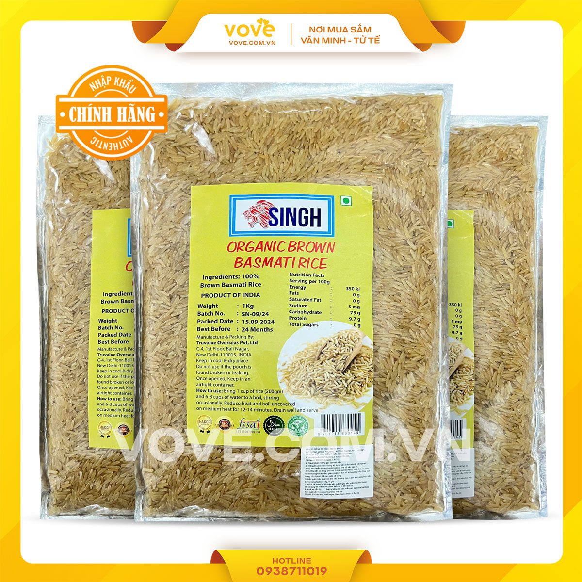 gao lut an do singh brown basmati rice phu hop nguoi tieu duong giam can 1kg