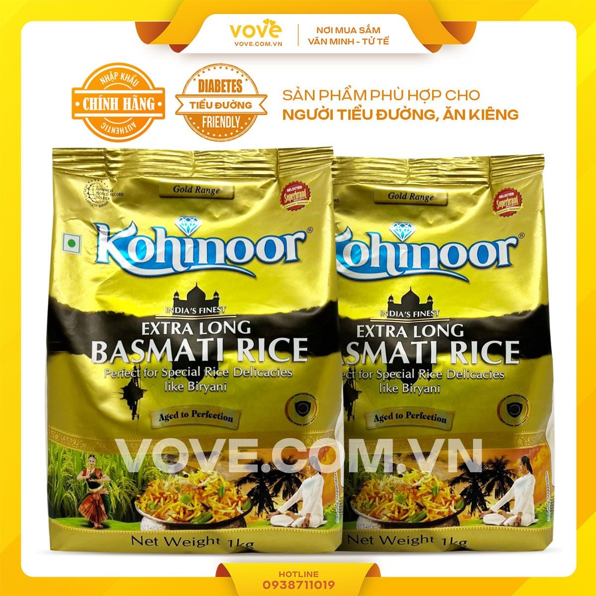 gao hat dai basmati an do kohinoor basmati extra long rice phu hop nguoi tieu duong giam can 1kg