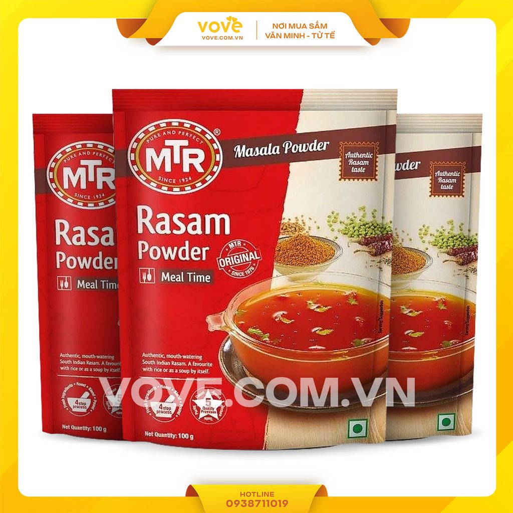 Bột gia vị làm Súp chua cay truyền thống Nam Ấn Độ MTR Rasam Powder 200gr