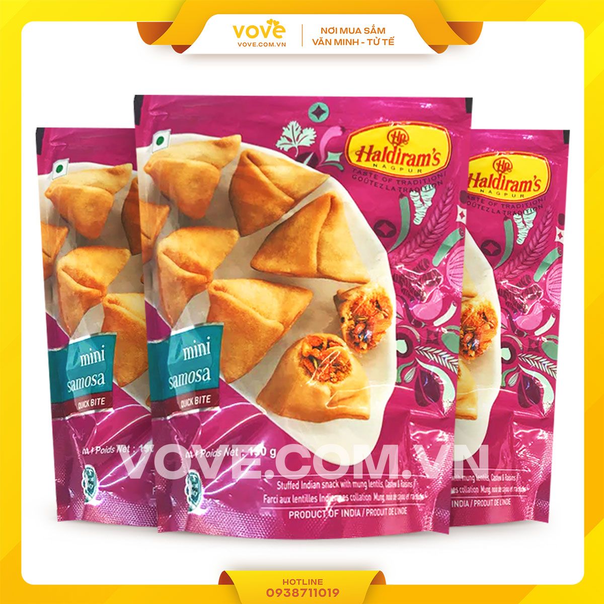 banh snack an lien an do haldirams mini samosa 150gr