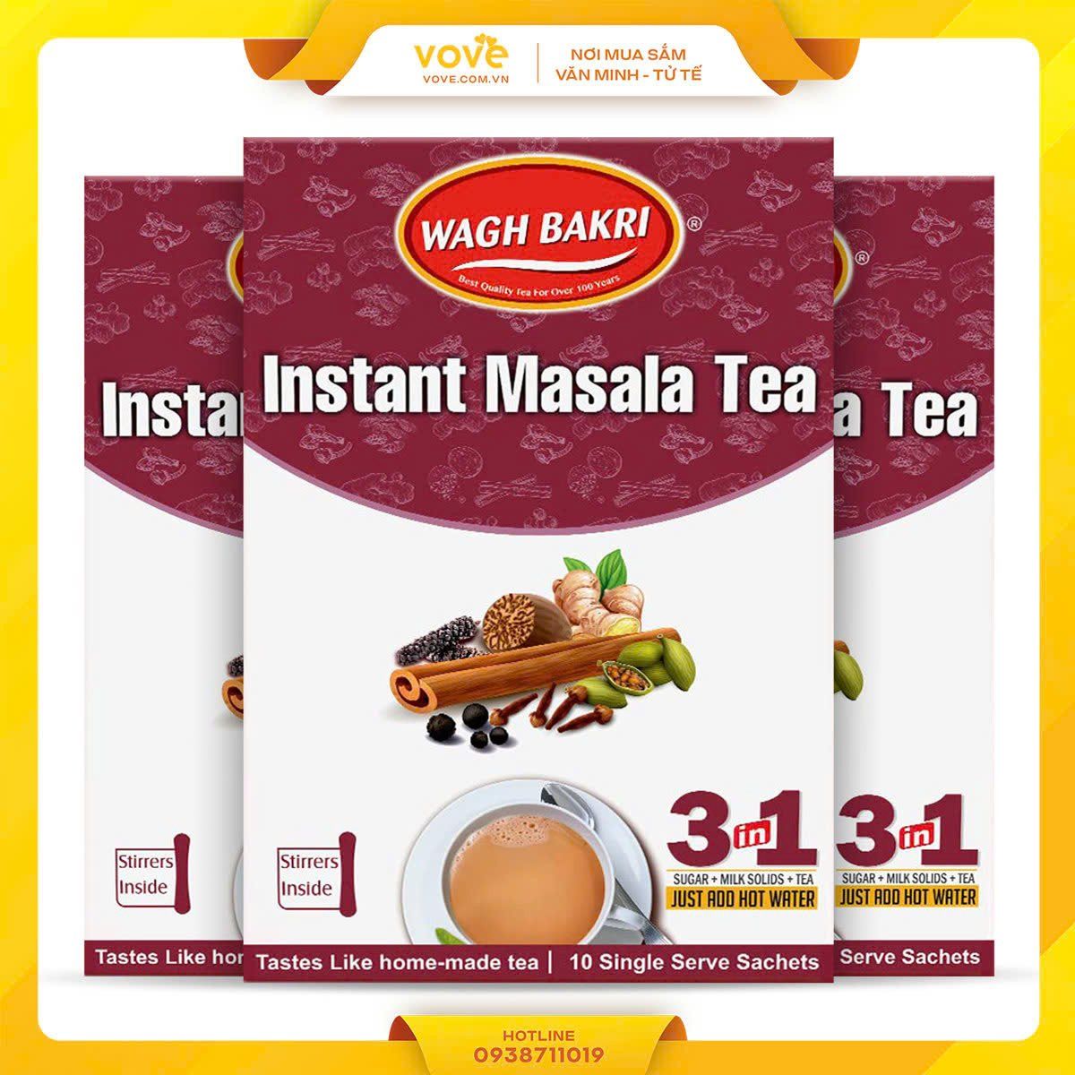 tra sua hoa tan an do wagh bakri instant masala tea 3in1 140gr