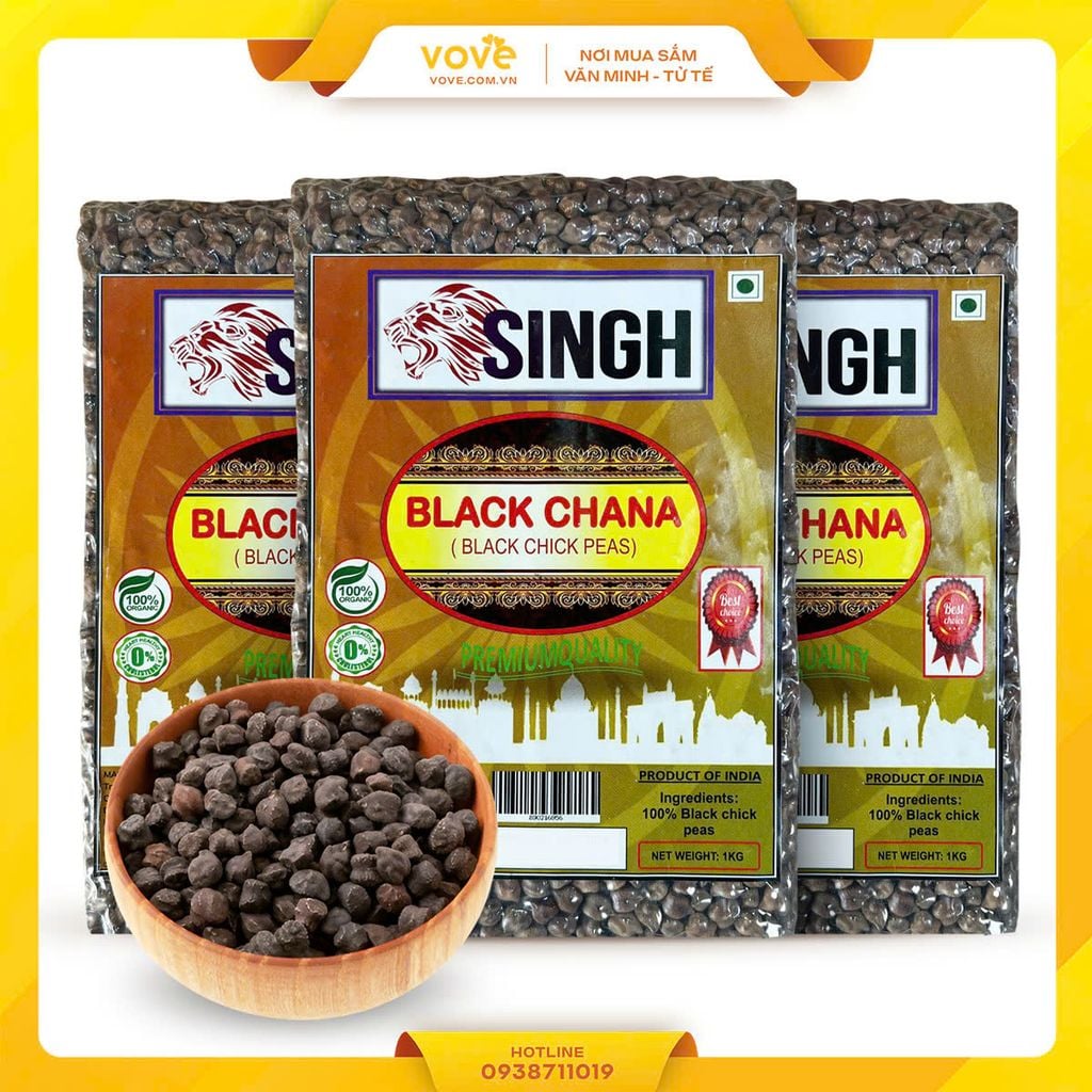 Đậu gà đen/nâu Ấn Độ SINGH Black chickpeas/ kala chana/black chana/ desi chana 1kg