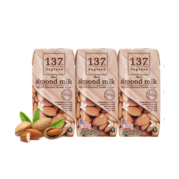 Sữa hạt Hạnh nhân Nguyên Chất 137 DEGREES 180ml Lốc 3