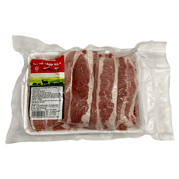 Ba Chỉ Bò Nhập Khẩu Nướng Short Plate khay 500g