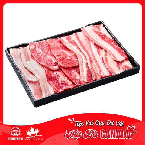 Combo Thịt Nướng Đầy Đủ gồm ba chỉ bò, lõi thăn vai bò và ba chỉ heo khay 800g
