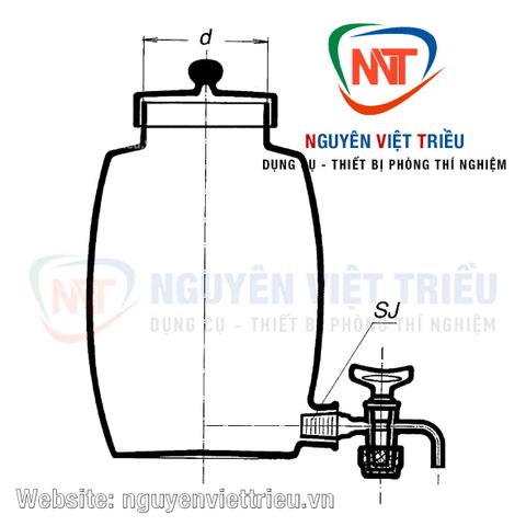 Bình thủy tinh thí nghiệm có vòi 10L (chai có vòi 10L)