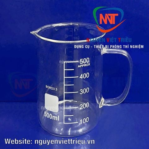 Cốc thủy tinh có quai chia vạch Trung Quốc