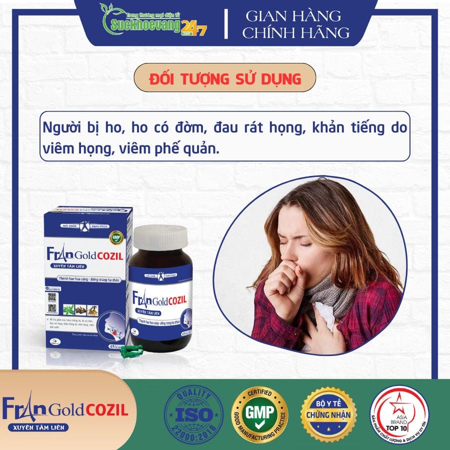 Viên uống hỗ trợ giảm ho, đau rát họng - FranGoldCozil