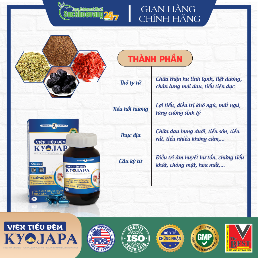 Viên Tiểu Đêm KYOJAPA - Viên uống hỗ trợ tăng cường chức năng Thận, giảm tiểu đêm