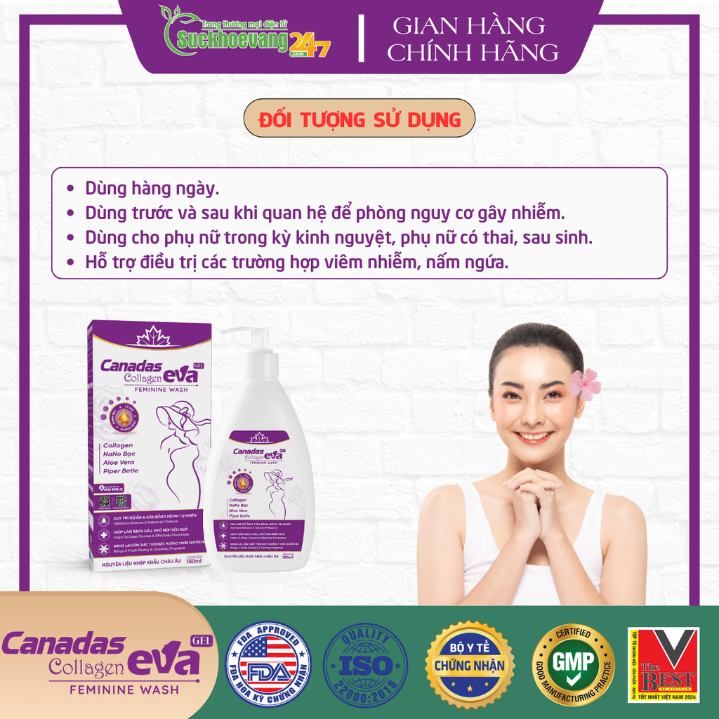 Dung dịch vệ sinh Canadas Collagen Eva GEL