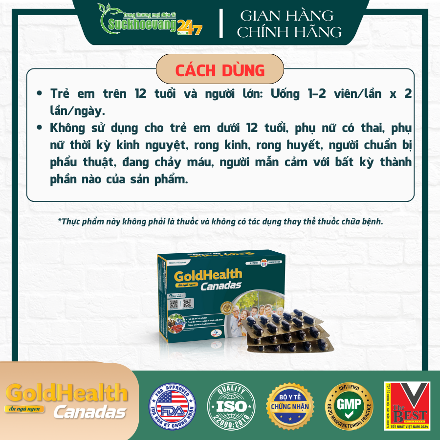 TPBVSK Viên ăn ngủ ngon GoldHealth Canadas