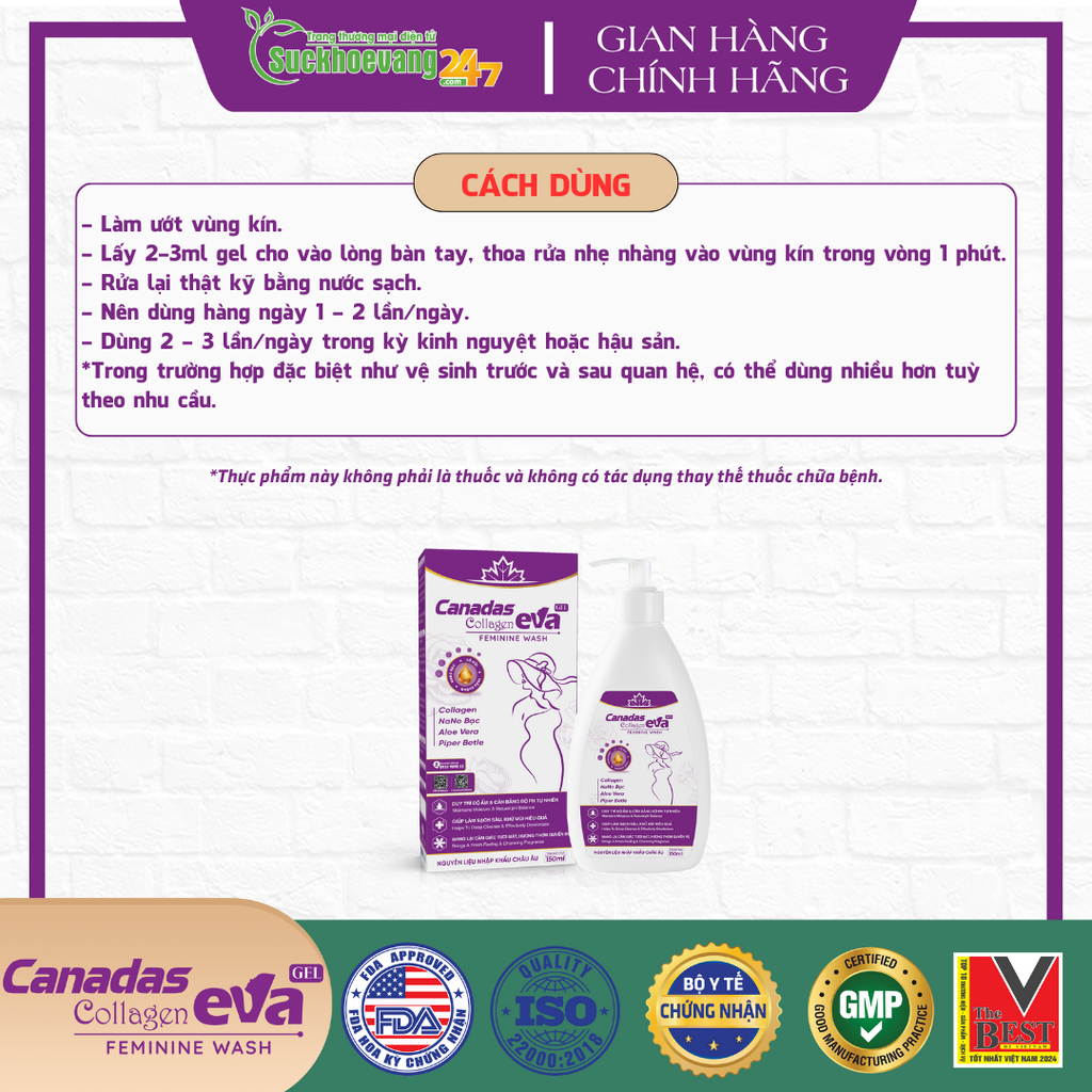 Dung dịch vệ sinh Canadas Collagen Eva GEL
